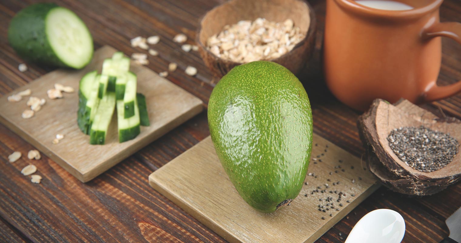 avocado on a kitchen table