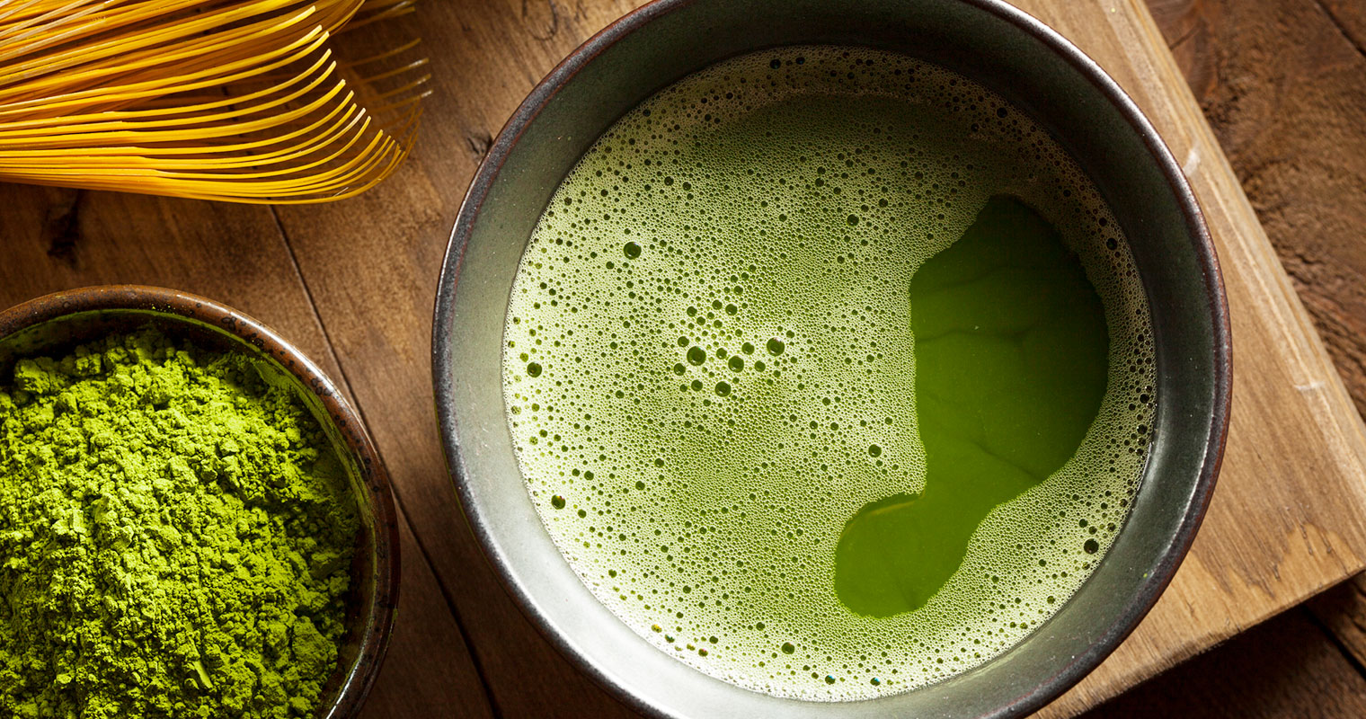 green tea powder mixed in water