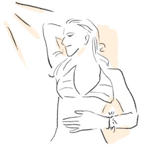 illustration of woman sunbathing