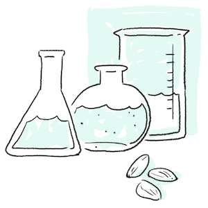 illustration of solvent extraction of Almond oil from Almond seeds