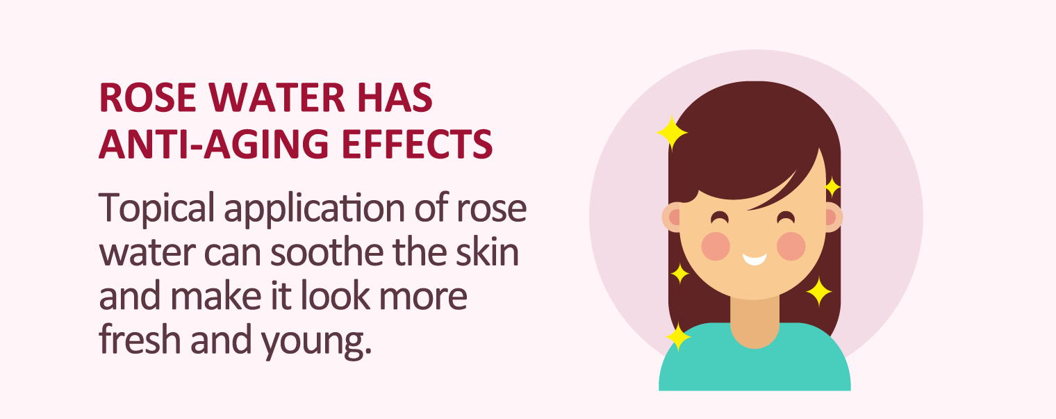 illustration of rose water has anti-aging effects