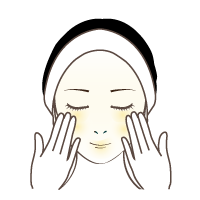 Apply the mixture over your whole face with your palms. The warmth of your palms will help the absorption of the mixture onto your face.