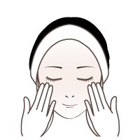 Gently press your palms with ROSE WATER onto your entire face. Please use pressing instead of padding, because pressing increases absorption.